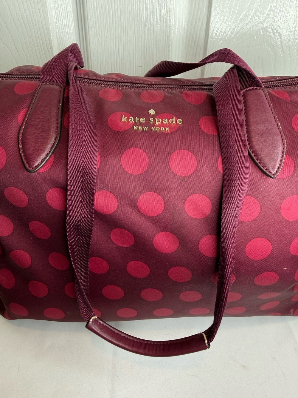 KATE SPADE NEW YORK HAYDEN TOP ZIP TOTE BAG IN BLACKBERRY POLKADOT